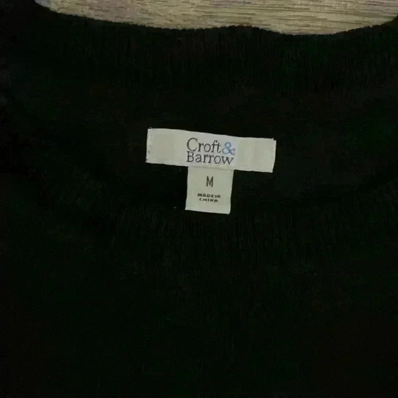 Croft and Barrow Black and White Long Sleeve Knit Top with Side Slit Size M - Picture 2 of 7